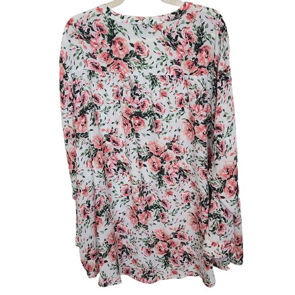 Torrid Top Hi Low Blouse Long Sleeve Blouse Womens 4X White Floral Top Georgette - Picture 10 of 10